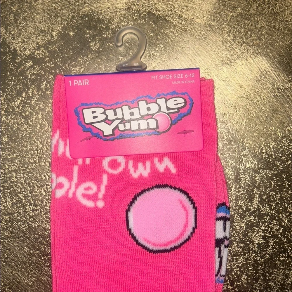 Bubble Yum Pink Novelty Socks- great stocking stuffer!!